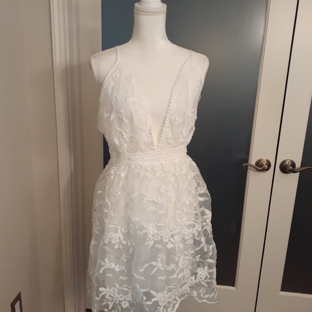 New XL White shear with flowers dress.